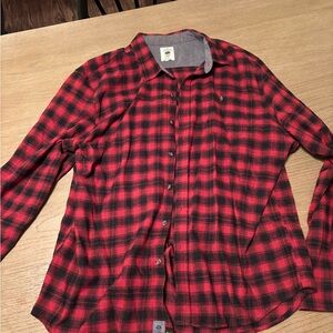 Red and Black Plaid Casual Button Down Shirt